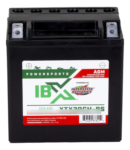 Interstate Batterie Ytx20ch-bs Bateria 12v 18ah Powersports