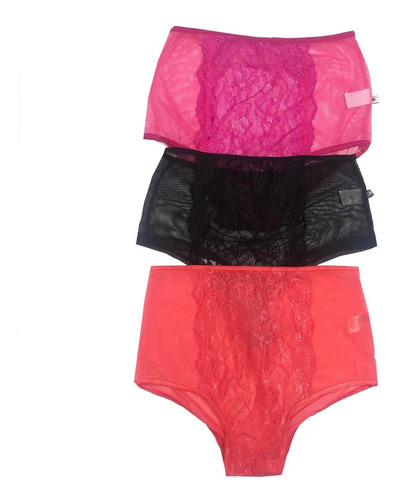 Pack X 3 Bombacha Culotte Tiro Alto Puntilla Dama Mujer