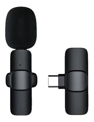 Micrófono inalámbrico de solapa Wireless Microphone K8 compatible con Android USB C tipo C, color negro