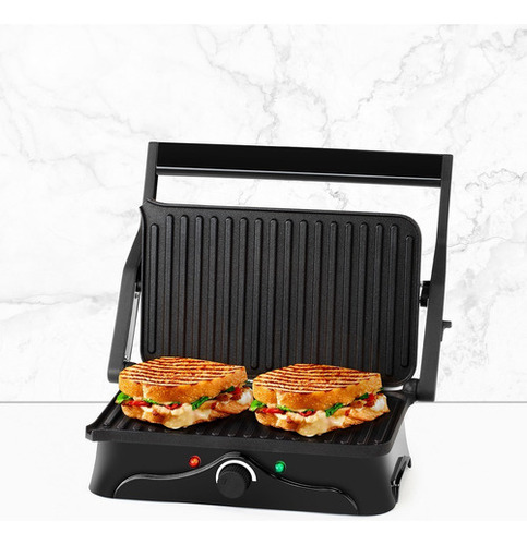 Panini Grill De 2 P + 180 Gra Acero Inoxidable Hh-09176003ss Color Plateado