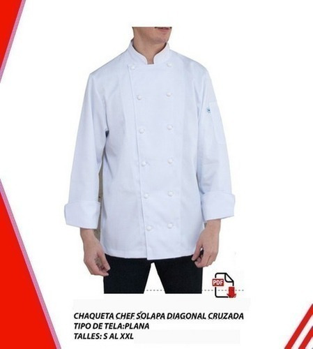 Molde Patrones Chaqueta Chef Solapa Diagonal Talles S A Xxl