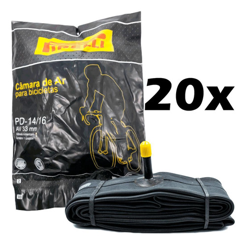 20x Câmara De Ar Aro Pd-14/16 Pirelli Bico Grosso 33mm Bike