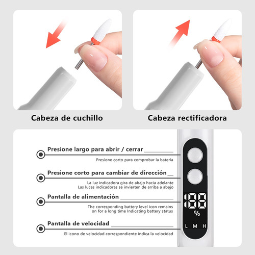 Kit De Uñas Taladro De Uñas Lima De Uñas Eléctrica Motor De