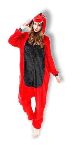 Unisex Pijama Mameluco Dragon Rojo Cosplay Kigurumi Disfraz