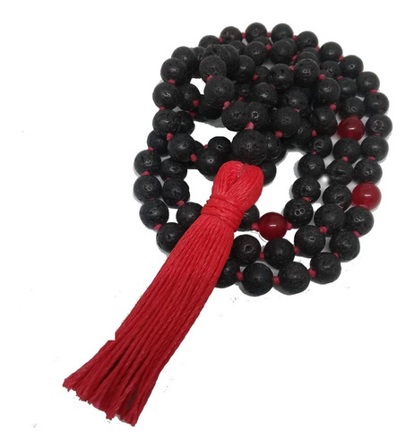 Japa Mala De Piedras Volcánicas Y Jade + Pulsera Combinada