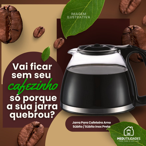 Jarra Vidro Resistente Compatível Cafeteira Arno Subito Inox