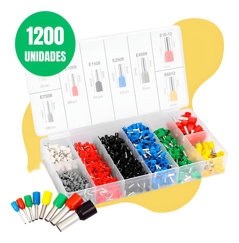 Caixa 1200 Terminais Elétricos Ilhós Tubular 0,5mm Até 10mm