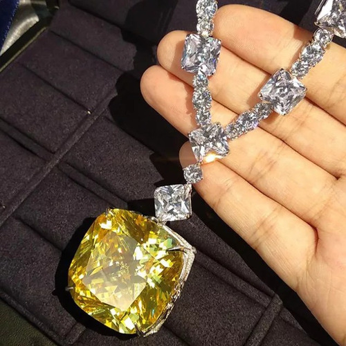 Set De Joyas Collar + Aretes Lady Gaga Diamante Citrino Ct