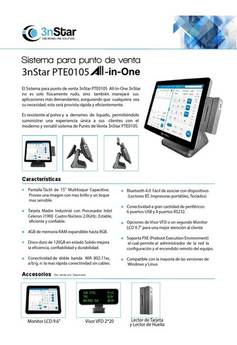   Terminal All-in-one Punto D/venta 3nstar Pte0105w/win.10