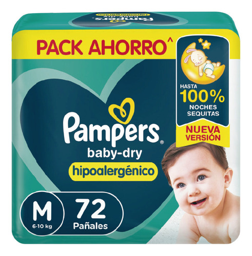 Pañales Pampers Baby-dry M X 72 Unidades