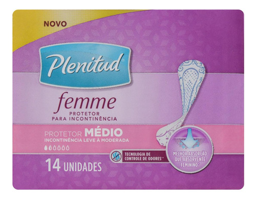 Kit C/ 6 Protetores Diarios Plenitud Femme Medio 14un