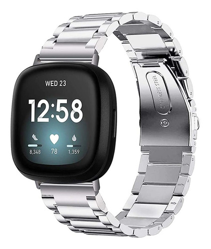 Malla Plateada Acero Para Reloj Fitbit Versa 3/fitbit Sense 