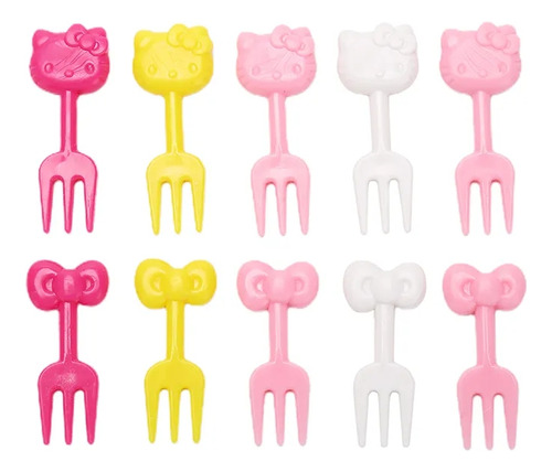 Tenedor Set 10 Mini Palillos Fruta Pick Tik Tok Hello Kitty