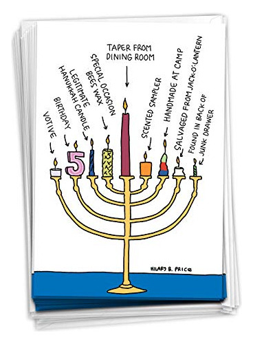 12 Tarjetas De Hanukkah Felices De Velas Menorá En Caja 4.63