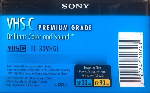 Imagen 2 de 3 de Cassette Vhs-c Tc30 Vhsc Sony P/ Filmadora Panaonic Jvc Etc!