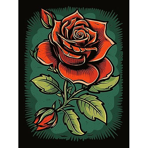 Old School Usa Tattoo Ink Body Art Blooming Rose Rockabilly 