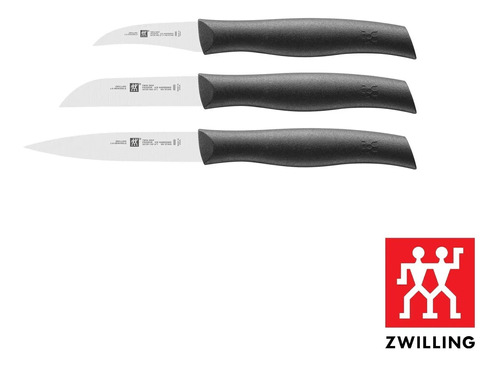 Jogo De Facas Zwilling Twin Grip Plastic 3 Pcs Inox Preta