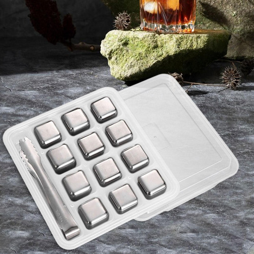 New,. Cubos De Hielo De Acero Inoxidable, Cubo 12 Plata Con