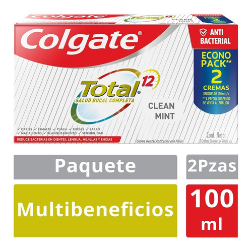 Imagen 1 de 5 de 2 Pzas Colgate Pasta Dental Total Clean, 100 Ml