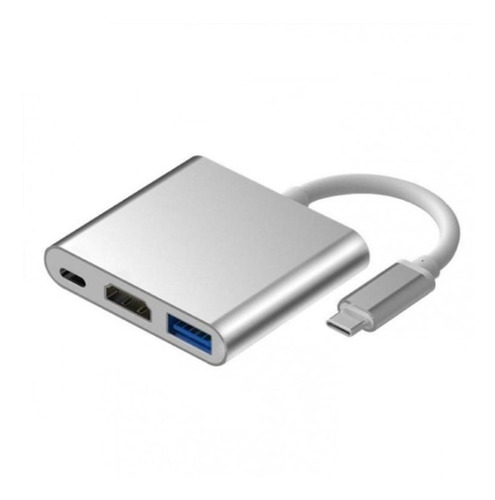 Hub Adaptador Usb 3.0 Tipo C A 3 En 1 Hdmi Carga Pd