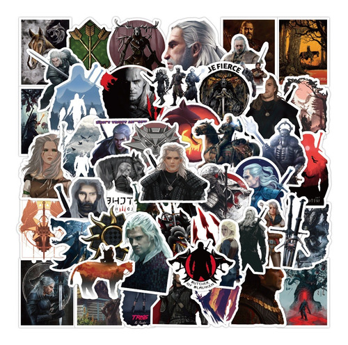 50 Stickers De The Witcher - Etiquetas Autoadhesivas