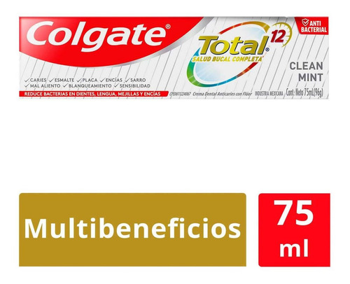 Pasta Dental Colgate Total 12 Clean Mint 75ml