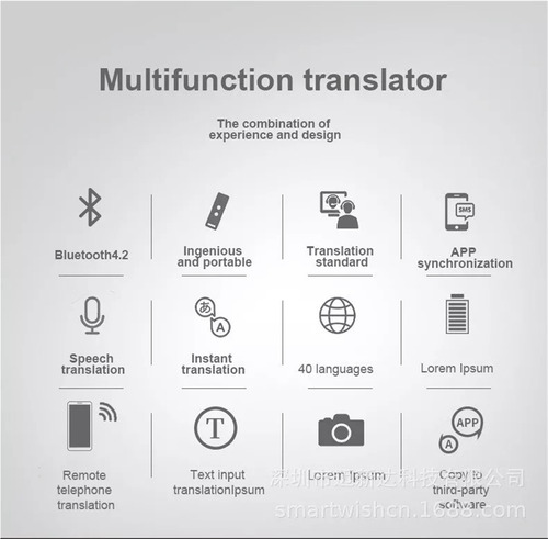 Traductor De Voz Multilingüe Portátil Inteligente Bluetooth.
