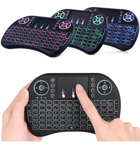 Mini teclado inalámbrico airmouse android smart tv iluminado sale