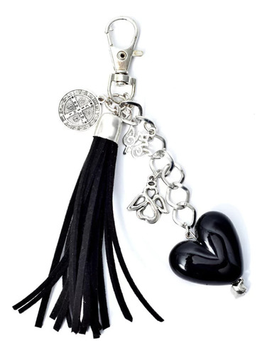 Bendición Protector Llavero De Bolso Con Dijes Salve Regina Negro