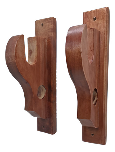 Juego De Cortineros Madera Cedro Natural Barnizado 2pz Modelo 3 Cedro Natural Barnizado Antipolilla