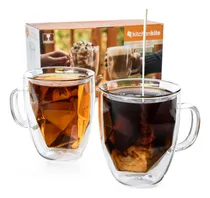 Comprar Tazas De Café De Vidrio De Doble Pared, Juego De 2, 12 Oz, A