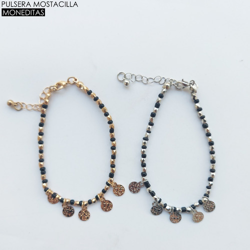 Pulsera Mostacilla / Moneditas / Dorado