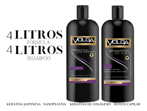 Kit 4 Keratinas Volga De Litro Para Alaciado Profesional