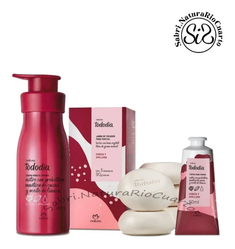 Natura Kit 3 Productos Tododía Cereza Y Avellana 2 Hidratantes +5 Jabones