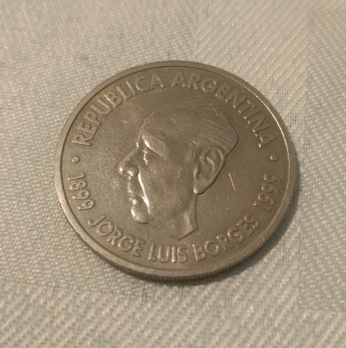 Moneda Argentina 1999 Conmemorativa Borges. 2 Pesos