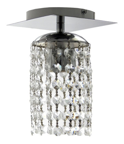 Lampara Plafon Lluvia Cairel Cristal Cromo 1 Luz Led