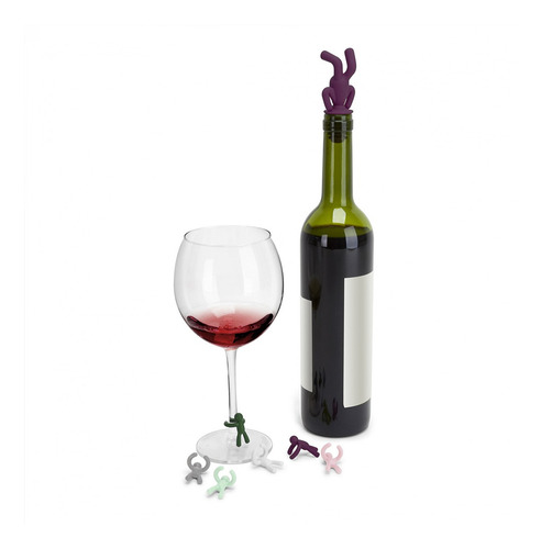Imagem 1 de 2 de Kit Marcadores De Taça E Tampa Para Vinho Buddy - Umbra