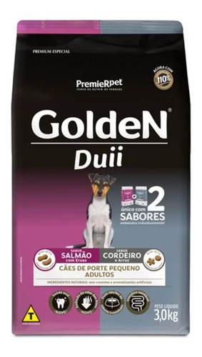 Ração Golden Duii Cães Adultos Porte Pequeno Salmão com Ervas & Cordeiro e Arroz 3kg