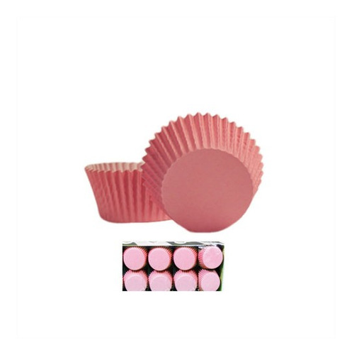 Pirotin Cupcake Nº8 Liso Rosa Caja X500 - Cotillón Waf