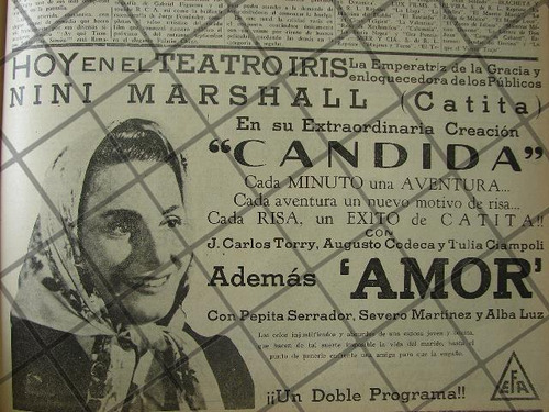 Afiche Antiguo Pelicula. Candida 1941 Nini Marshall