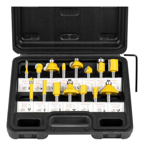 Juego De 15 Brocas Para Router Madera Fresas 1/4 Herramienta | MercadoLibre
