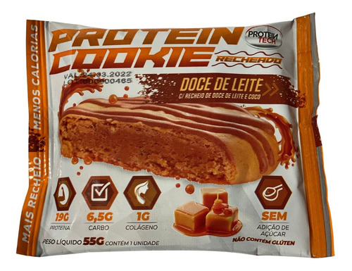 6x Cookie Proteintech Sabores Top Dieta Lowcarb Sabor Doce De Leite