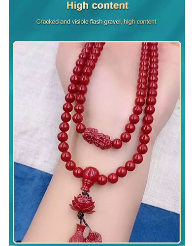 Pulsera Bermellón Con Cuentas De Buda Lotus 108