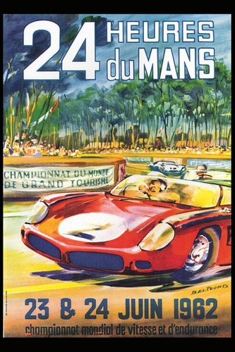 Carteles Antiguos Chapa Gruesa 60x40cm Lemans 1962 Au-312