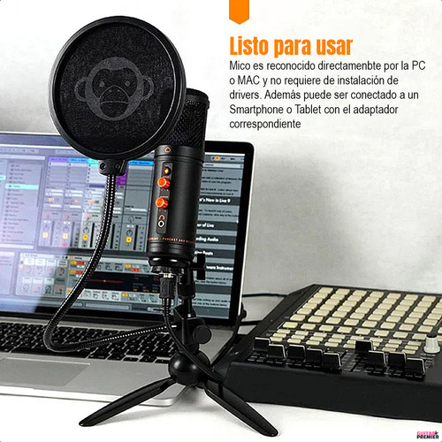 Micrófono Condenser Electret Profesional Soporte Funda Mico