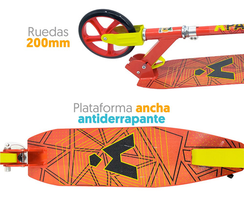 Apache Scooter Plegable Rojo 200mm Para Niños Y Jóvenes