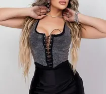 Comprar Cropped Corselet Feminino Strass Brilho Pedraria Corset Luxo