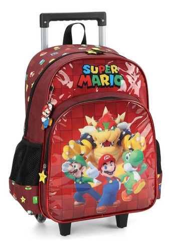 Mochila De Rodinhas Sem Alça Luxcel Super Mario Vinho Tamanho Único