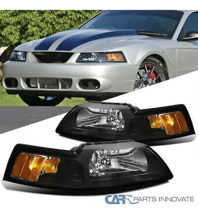 Fit 99-04 Ford Mustang Gt Replacement Black Headlights C Ttx