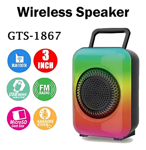 Parlante Bluetooth Con Panel Led Rgb Recargable Gts-1867
